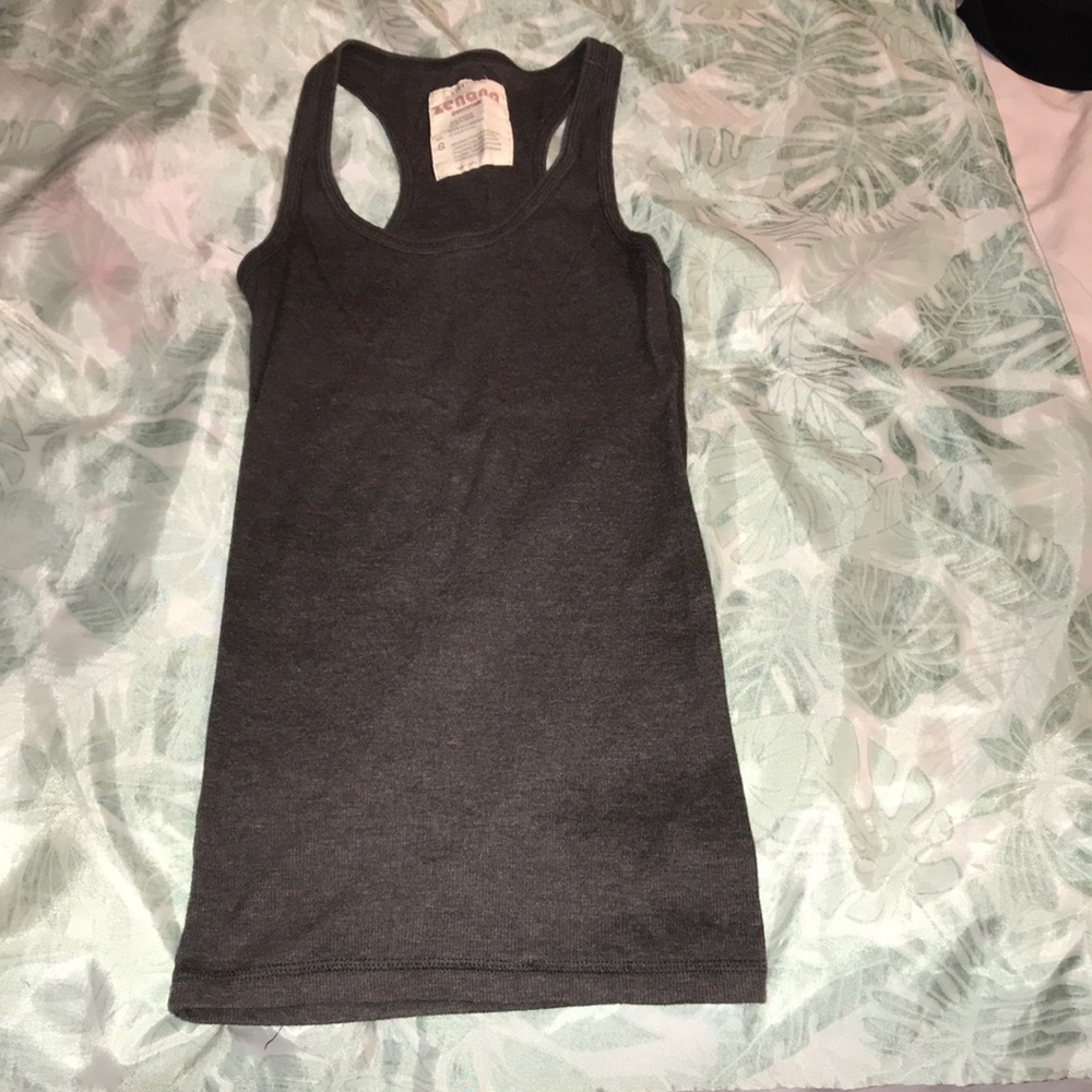 Zenana Charcoal Grey Long & Lean Racerback Tank S